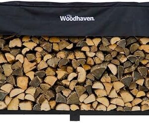 Woodhaven 8 Foot 1/2 Cord Firewood Log Rack With Optional Cover  - Black Texture Powder Coat Finish